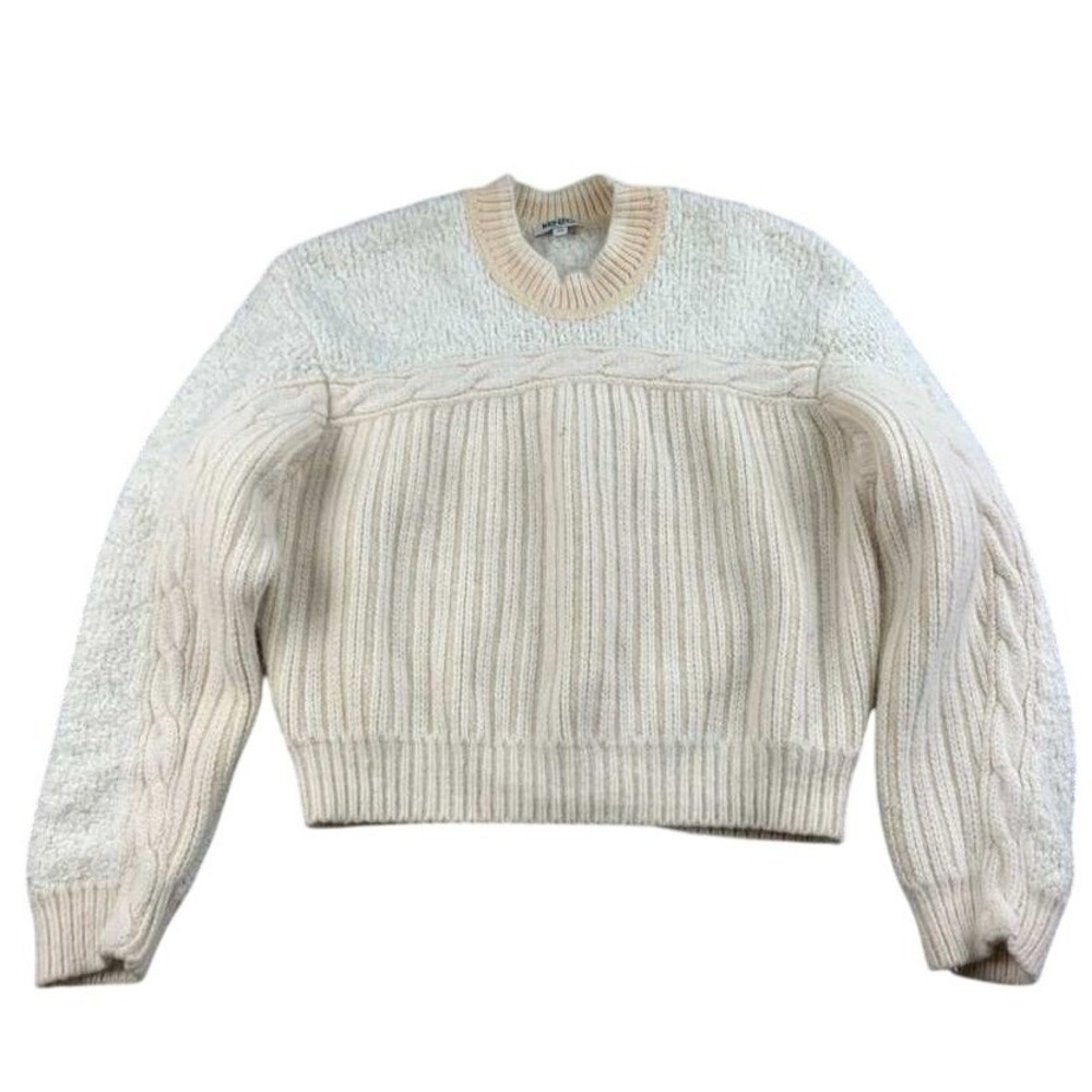Kenzo Paris Sweater Women‎ M Cream Mixed Cable Knit Pullover Wool Blend Cozy